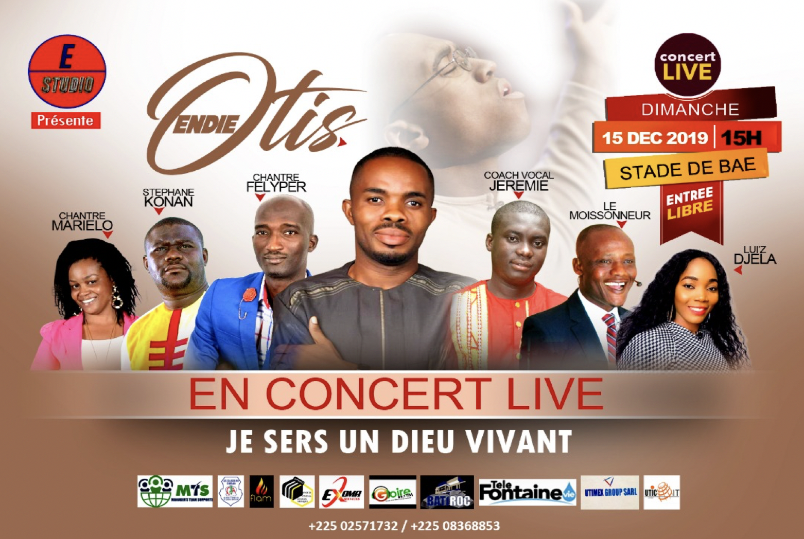 Les chrétiens de Côte d'Ivoire sont massivement invités au prochain concert d'Otis Endie Onyeani qui aura lieu le 15 décembre prochain à Yopougon, la plus grande commune d'Abidjan, la capitale économique ivoirienne.