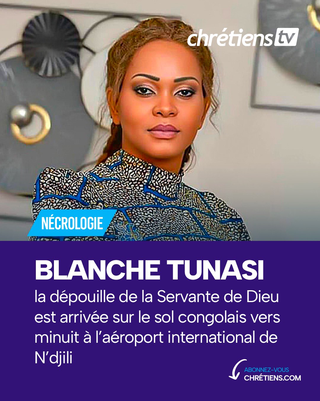 La dépouille de Blanche Odia KANDOLO, l'épouse du pasteur Marcello Jérémie TUNASI, est arrivée le 12 juin 2024 à l'aéroport international de Ndjili (Kinshasa) en République démocratique du Congo, en provenance de la Turquie.