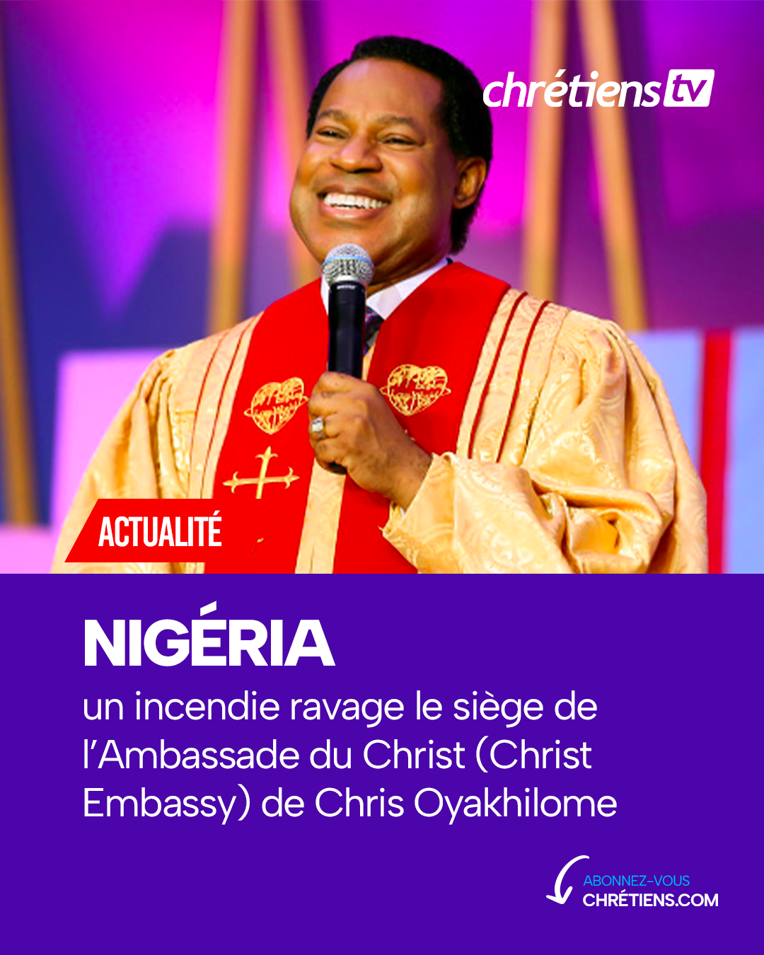 Nigeria: un incendie ravage le siège de l'Ambassade du Christ (Christ Embassy) de Chris Oyakhilome