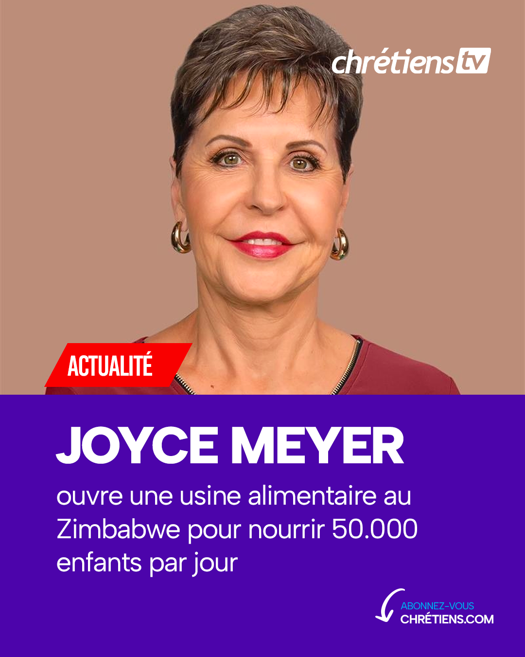 L’évangéliste américaine Joyce Meyer a récemment inauguré une usine alimentaire au Zimbabwe, une initiative qui permettra de nourrir plus de 50.000 enfants chaque jour.