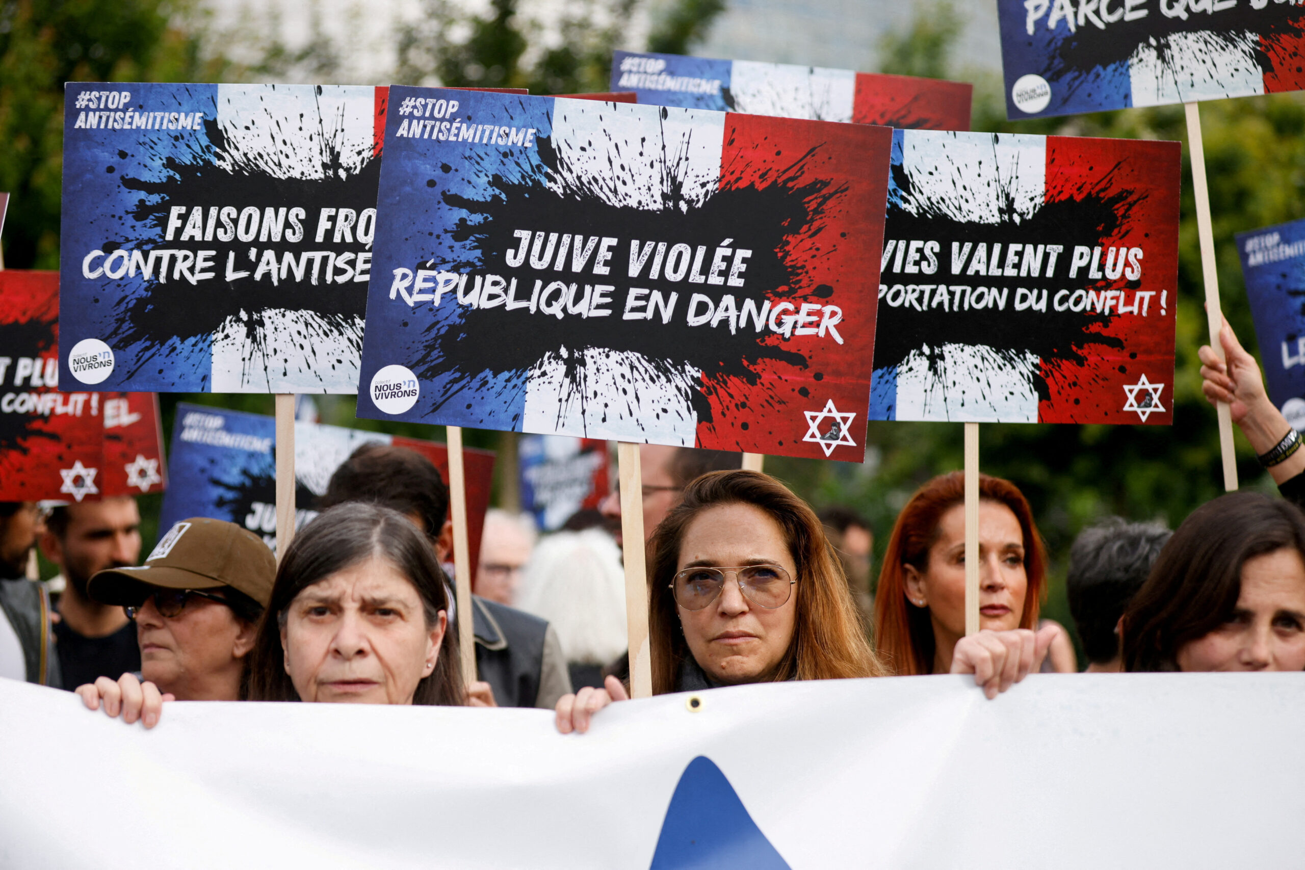 Manifestation contre l'antisémitisme sur la place de la Bastille à Paris, France. /Photo prise le 20 juin 2024/REUTERS/Johanna Geron