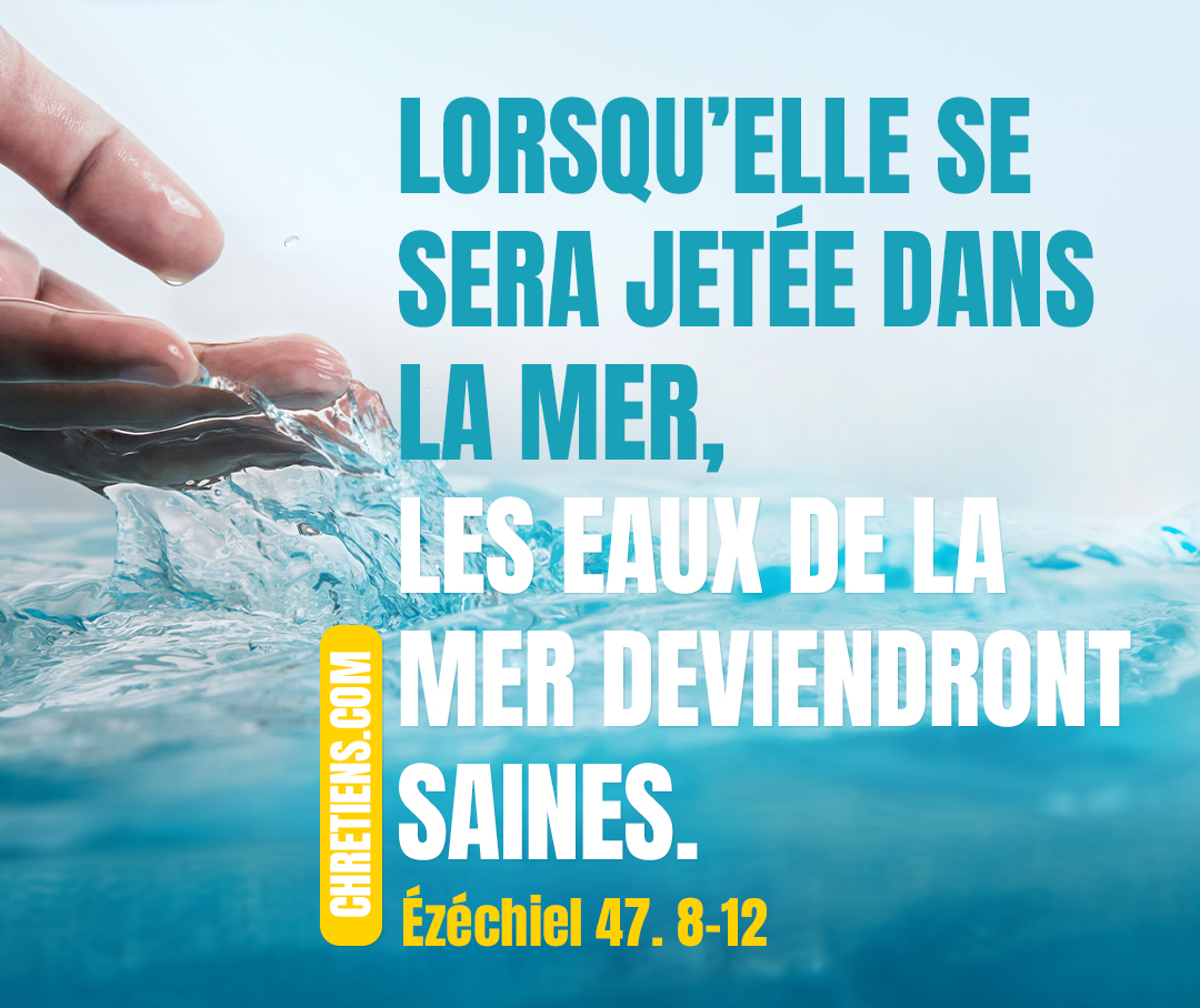 Ezéchiel 47:8 - Il me dit : Cette eau coulera vers le district oriental, descendra dans la plaine, et entrera dans la mer ; lorsqu’elle se sera jetée dans la mer, les eaux de la mer deviendront saines.