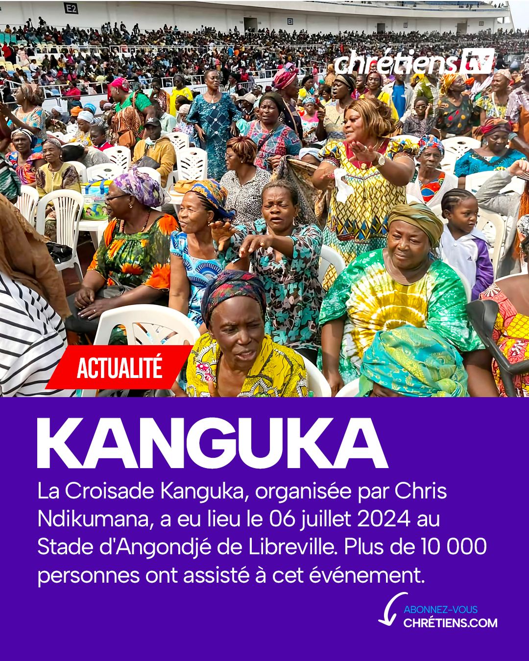 L’évangéliste burundais Chris Ndikumana, très connu sur les réseaux sociaux pour son émission Kanguka, a réuni des milliers de personnes dans le stade de l’Amitié de Libreville (Gabon) pour une croisade de prière le samedi 6 juillet 2024.