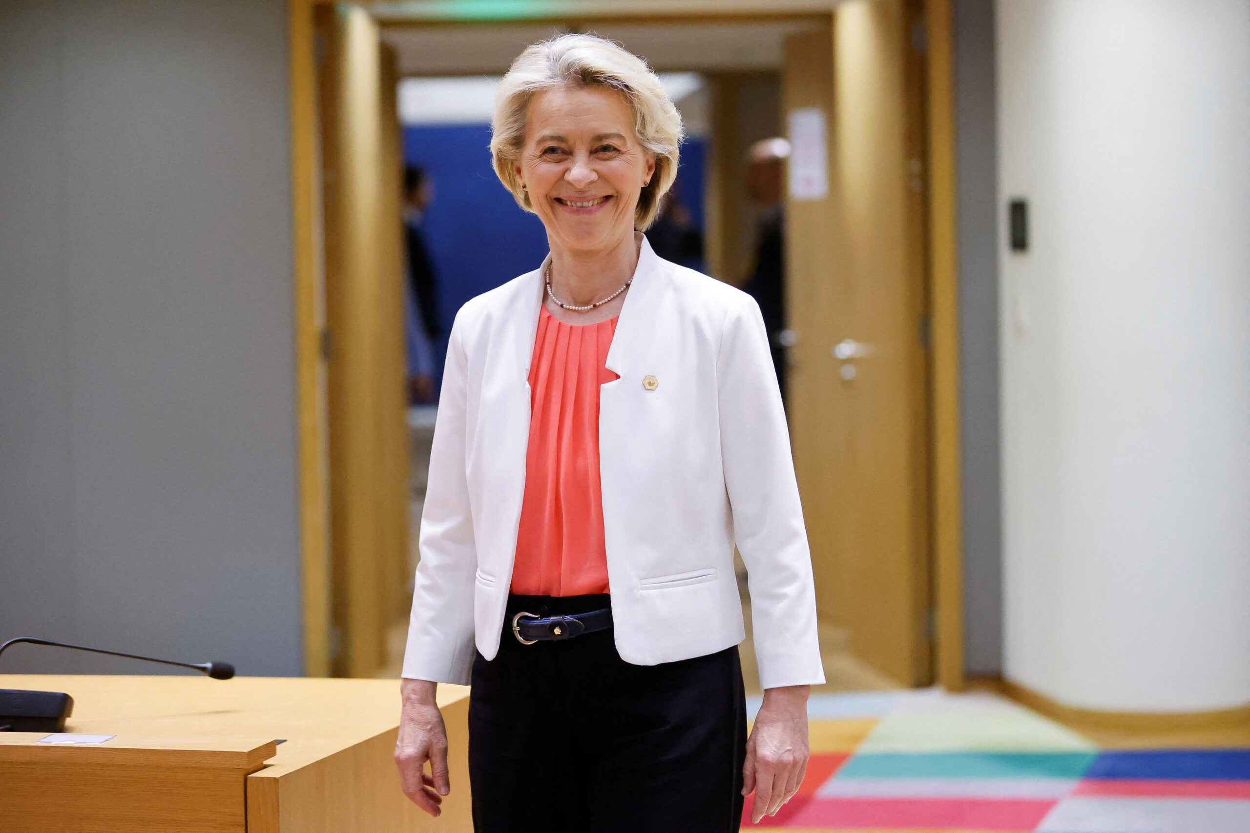 Ursula von der Leyen, présidente de la Commission européenne, lors d'un sommet des dirigeants de l'Union européenne à Bruxelles, en Belgique. /Photo prise le 17 juin 2024/REUTERS/Johanna Geron