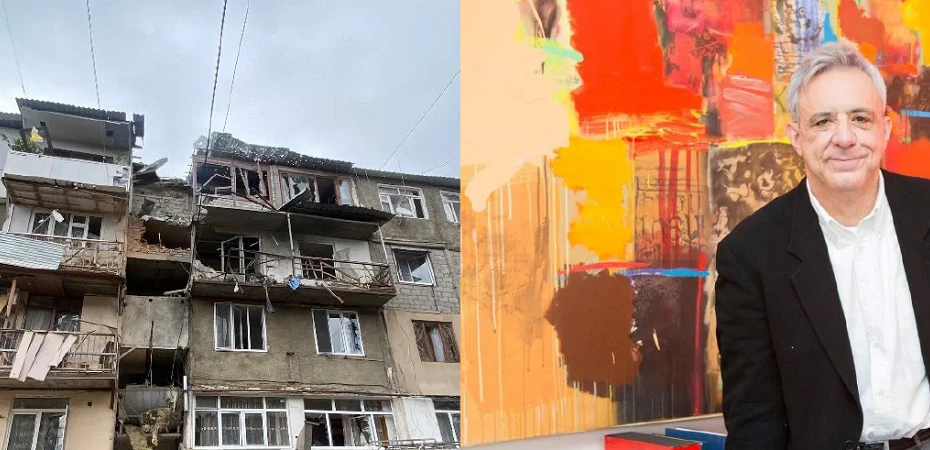 Un bâtiment bombardé à Stepanakert, chef-lieu du Haut-Karabakh ; Vartan Oskanian, ancien ministre des Affaires étrangères d’Arménie. mad