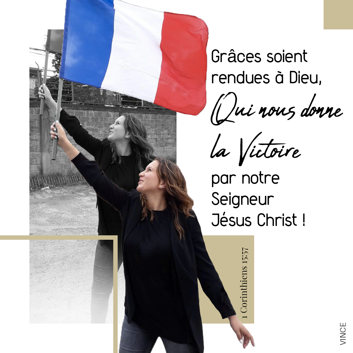 Mais grâces soient rendues à Dieu, qui nous donne la victoire par notre Seigneur Jésus-Christ! 1 Corinthiens 15:57