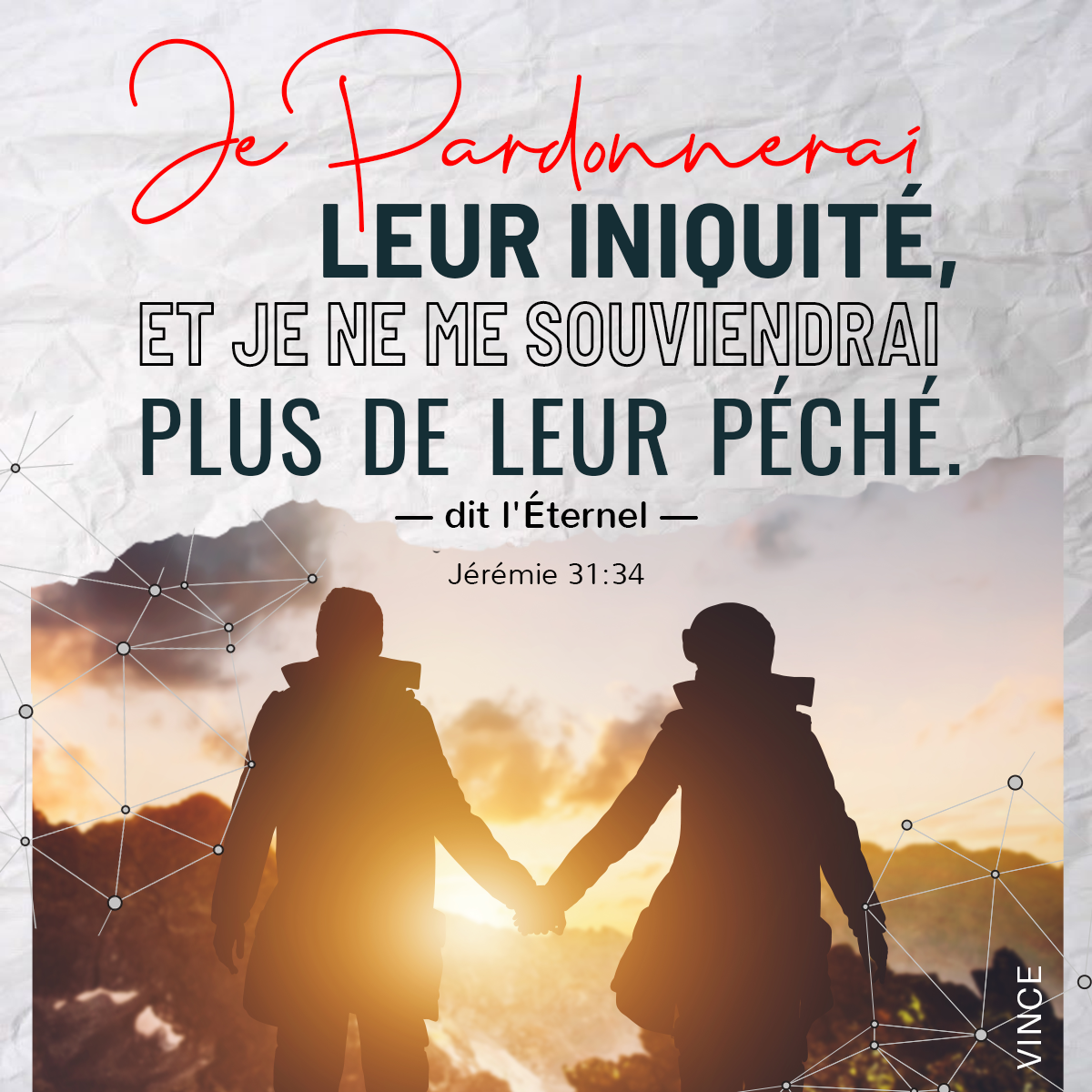 “Ils me connaîtront tous, depuis le petit d’entre eux jusqu’au grand, dit l’Éternel ; car je pardonnerai leur iniquité, et je ne me souviendrai plus de leur péché”. Jérémie 31.34