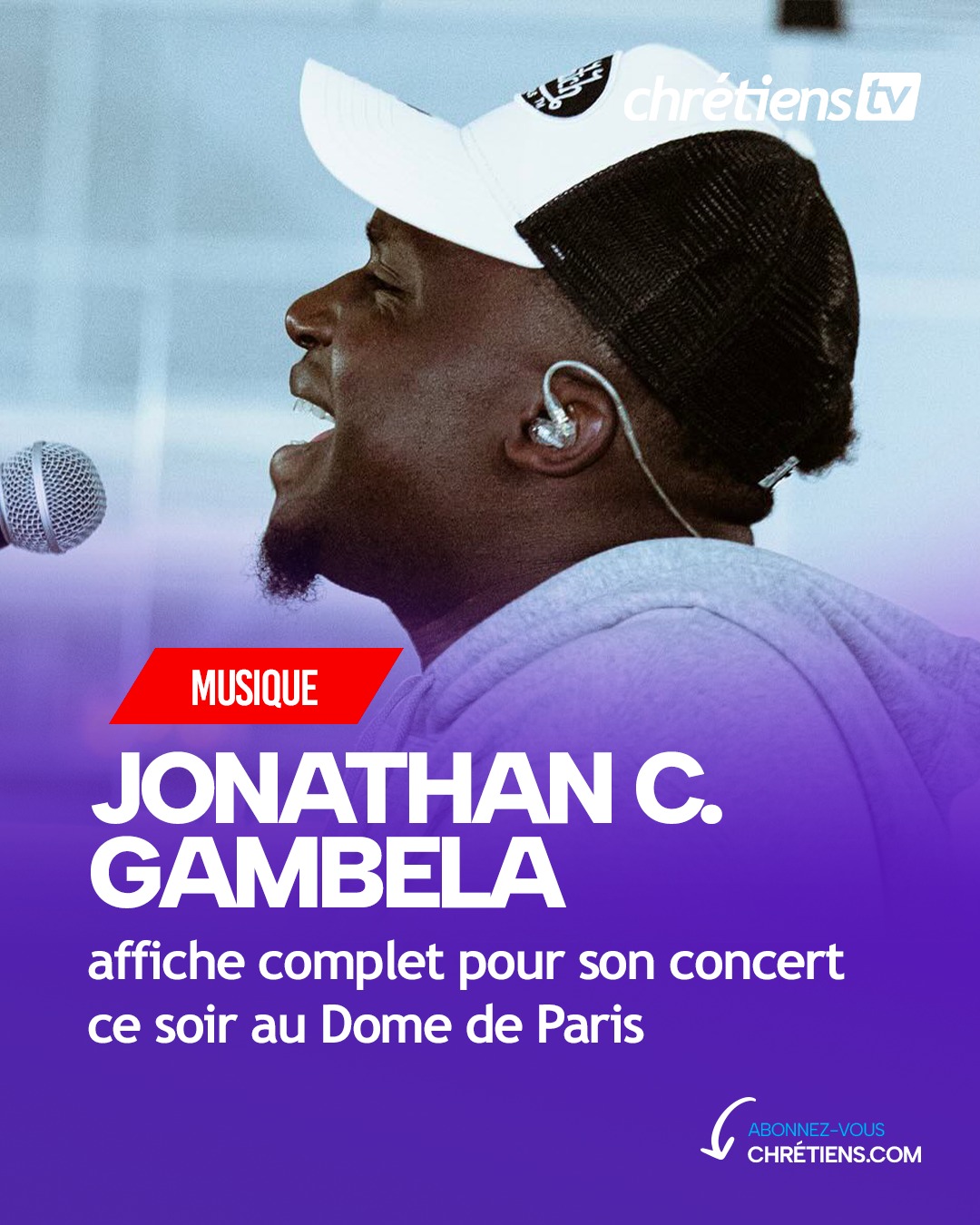 Le concert de l'artiste chrétien Jonathan C. Gambela au Dôme de Paris (Palais des Sports ) a boosté la foi de ses nombreux fans le 11 octobre dernier.