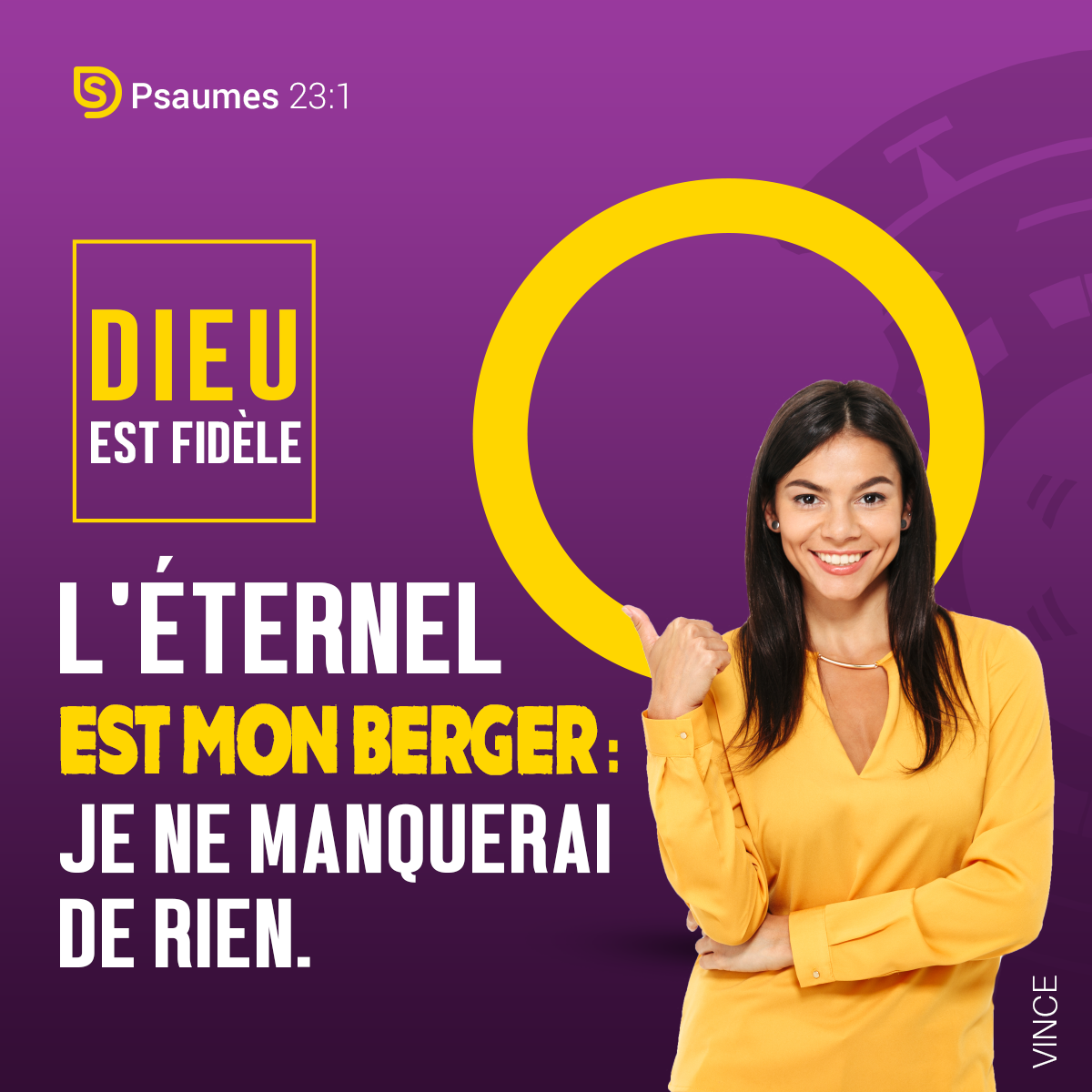 L'Éternel est mon berger : je ne manquerai de rien - Psaumes 23:1