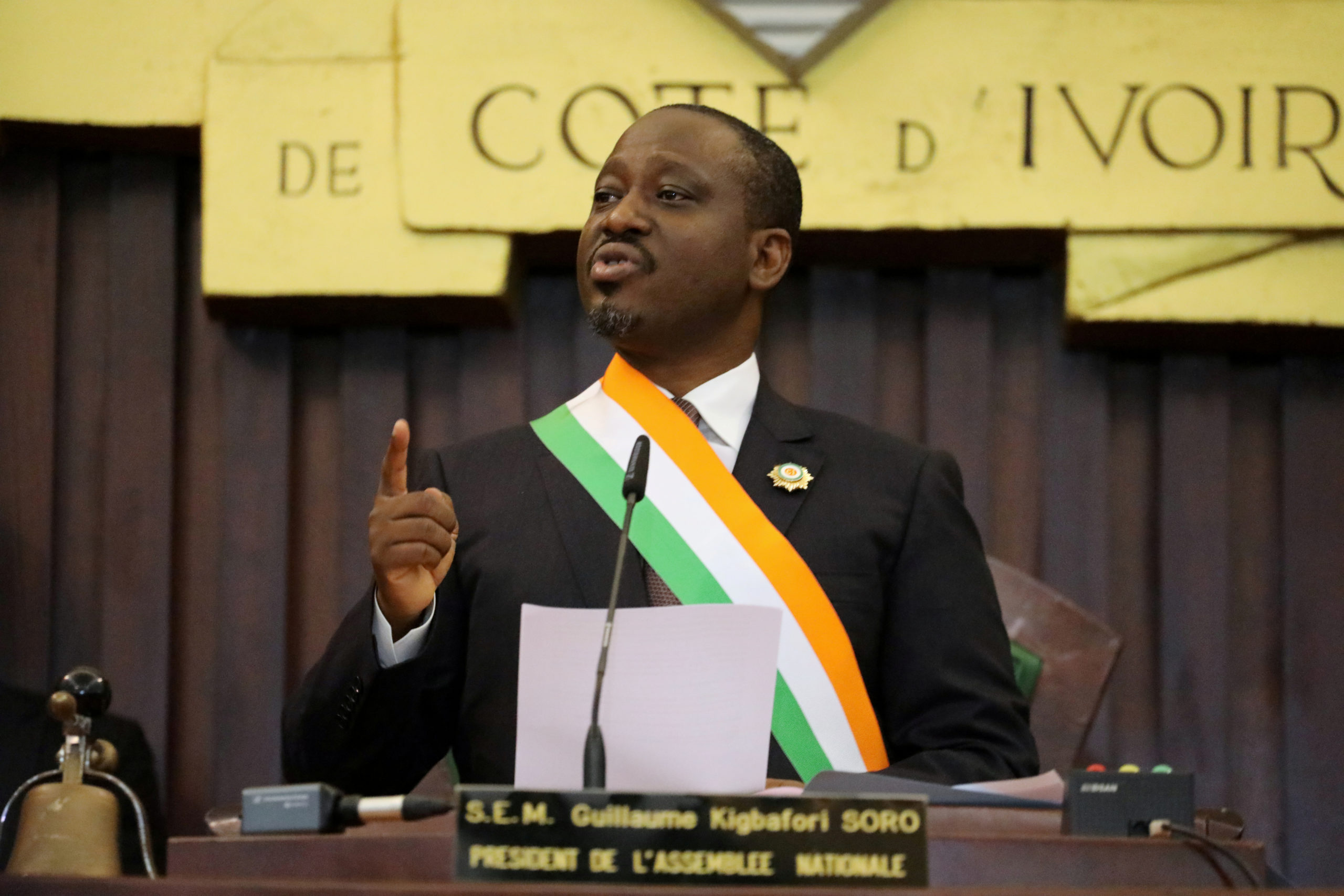 Guillaume Soro (photo), ancien chef rebelle ivoirien et candidat à l'élection présidentielle de l'année prochaine visé par un mandat d'arrêt, préparait un coup d'Etat, a affirmé jeudi le procureur de la République. /Photo d'archives/REUTERS/Thierry Gouegnon