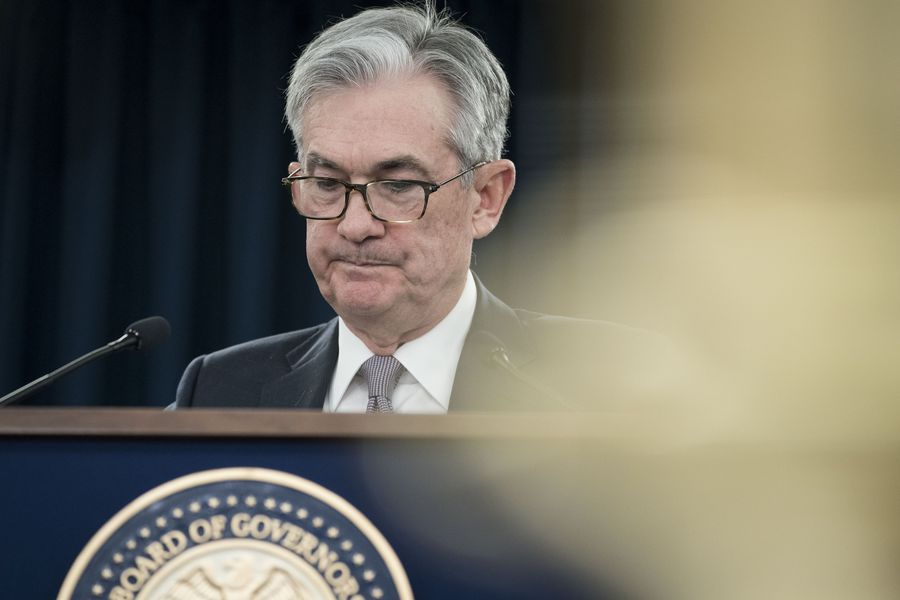 Le président de la Réserve fédérale américaine Jerome Powell participe mercredi à une conférence de presse à Washington, aux Etats-Unis.