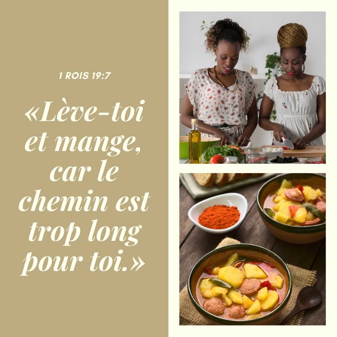 "L'ange de l'Eternel vint une seconde fois, le toucha, et dit : Lève-toi, mange, car le chemin est trop long pour toi." (1 Rois 19:7)