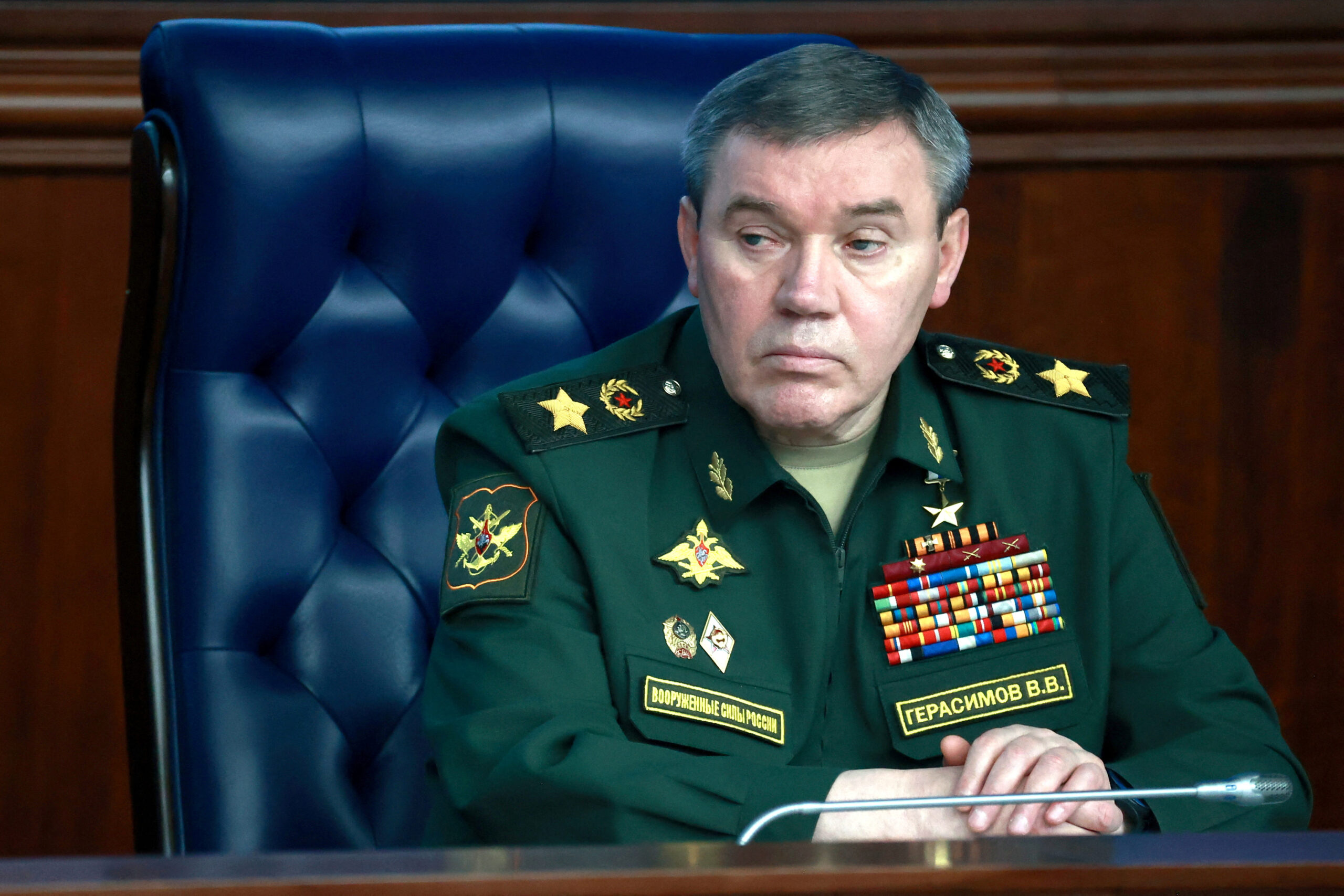 Le chef d'état-major général des forces armées russes Valery Gerasimov assiste à une réunion annuelle du Conseil du ministère de la Défense à Moscou, en Russie. /Image diffusée le 21 décembre 2022/REUTERS/Sputnik/Sergei Fadeichev