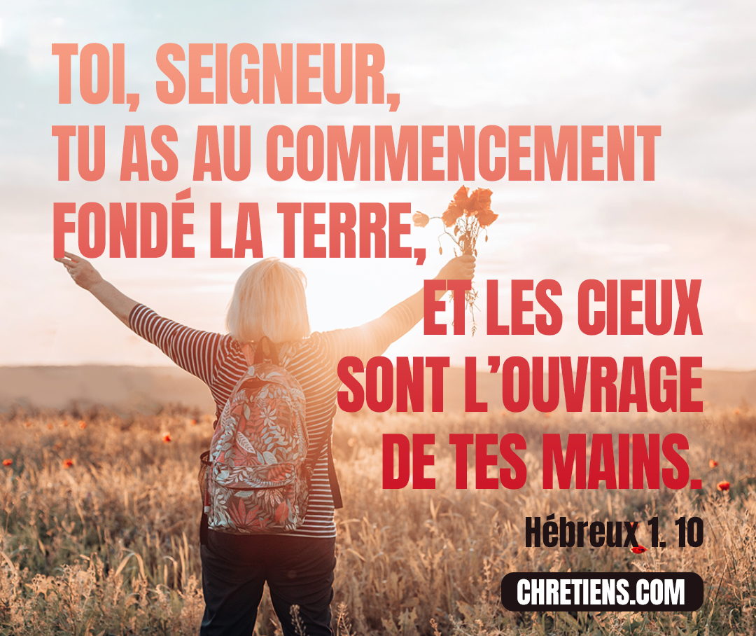 Hébreux 1:10 - Et encore : Toi, Seigneur, tu as au commencement fondé la terre, Et les cieux sont l’ouvrage de tes mains ;