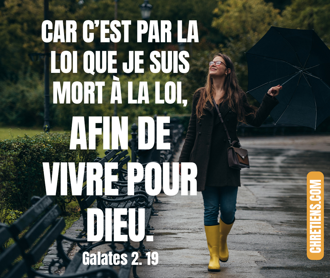 Car c’est par la loi que je suis mort à la loi, afin de vivre pour Dieu. Galates 2:19