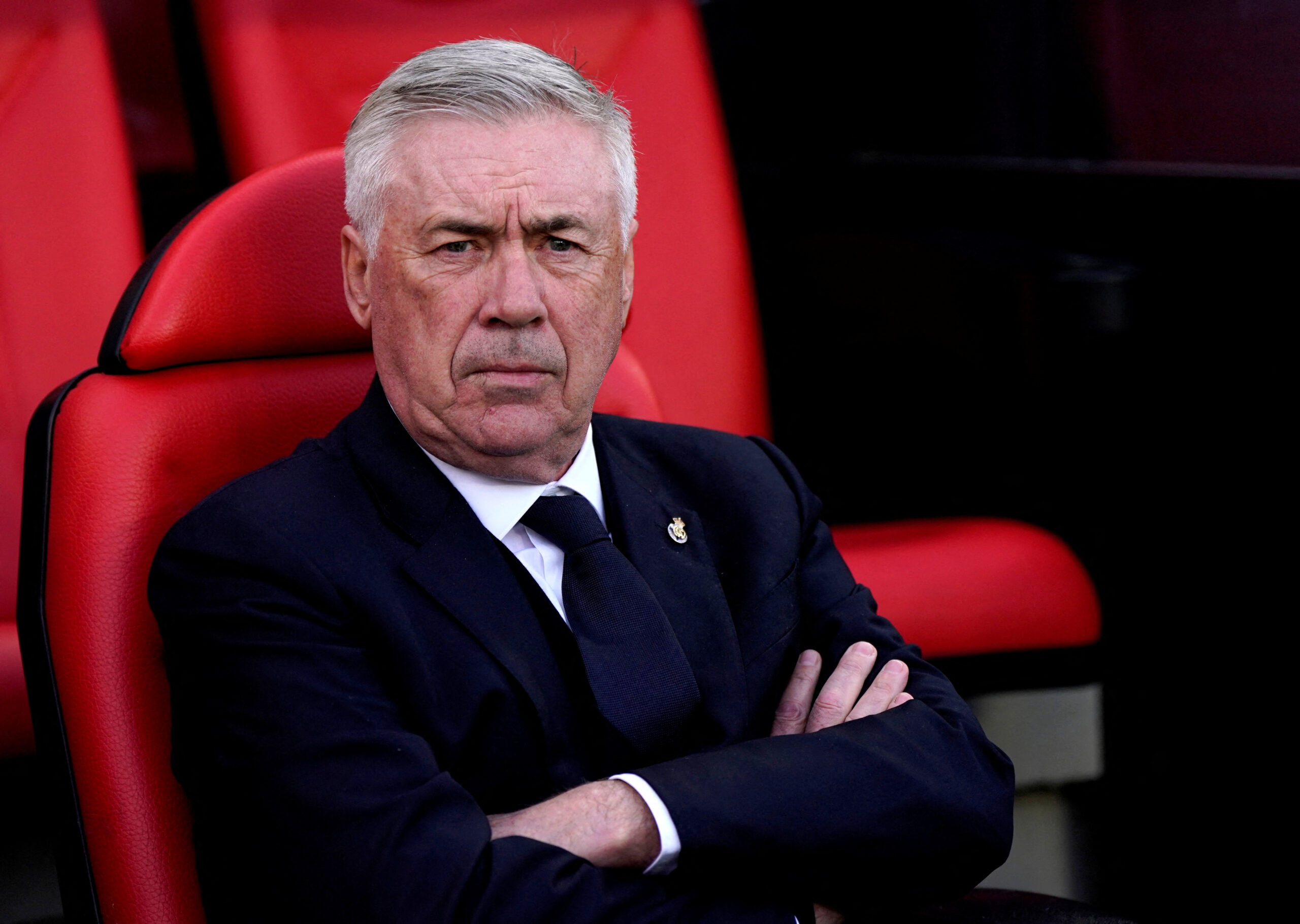 L'entraîneur du Real Madrid, Carlo Ancelotti, avant le match Rayo Vallecano - Real Madrid au Campo de Futbol de Vallecas, Madrid, Espagne. /Photo prise le 18 février 2024/REUTERS/Ana Beltran