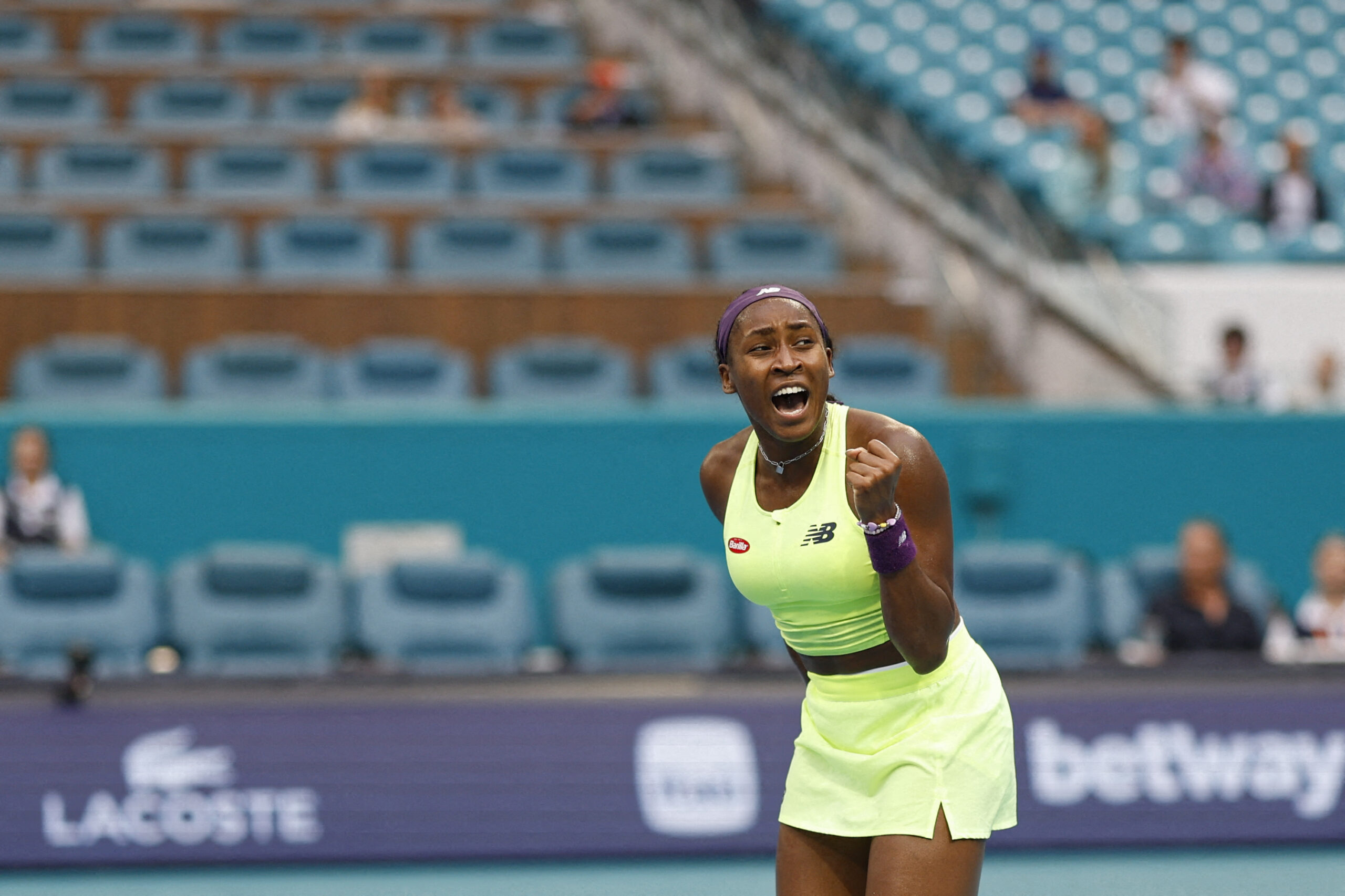 Qualifiée, Océane Dodin affrontera Coco Gauff en 16es de finale du WTA Miami./Photo prise le 23 mars 2024/REUTERS/Geoff Burke