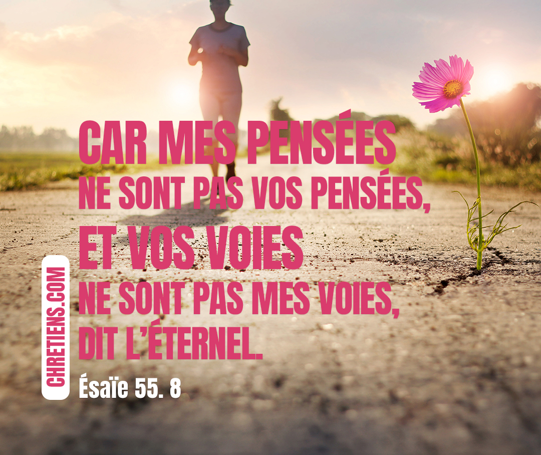 Car mes pensées ne sont pas vos pensées, Et vos voies ne sont pas mes voies, Dit l’Éternel. Esaïe 55:8