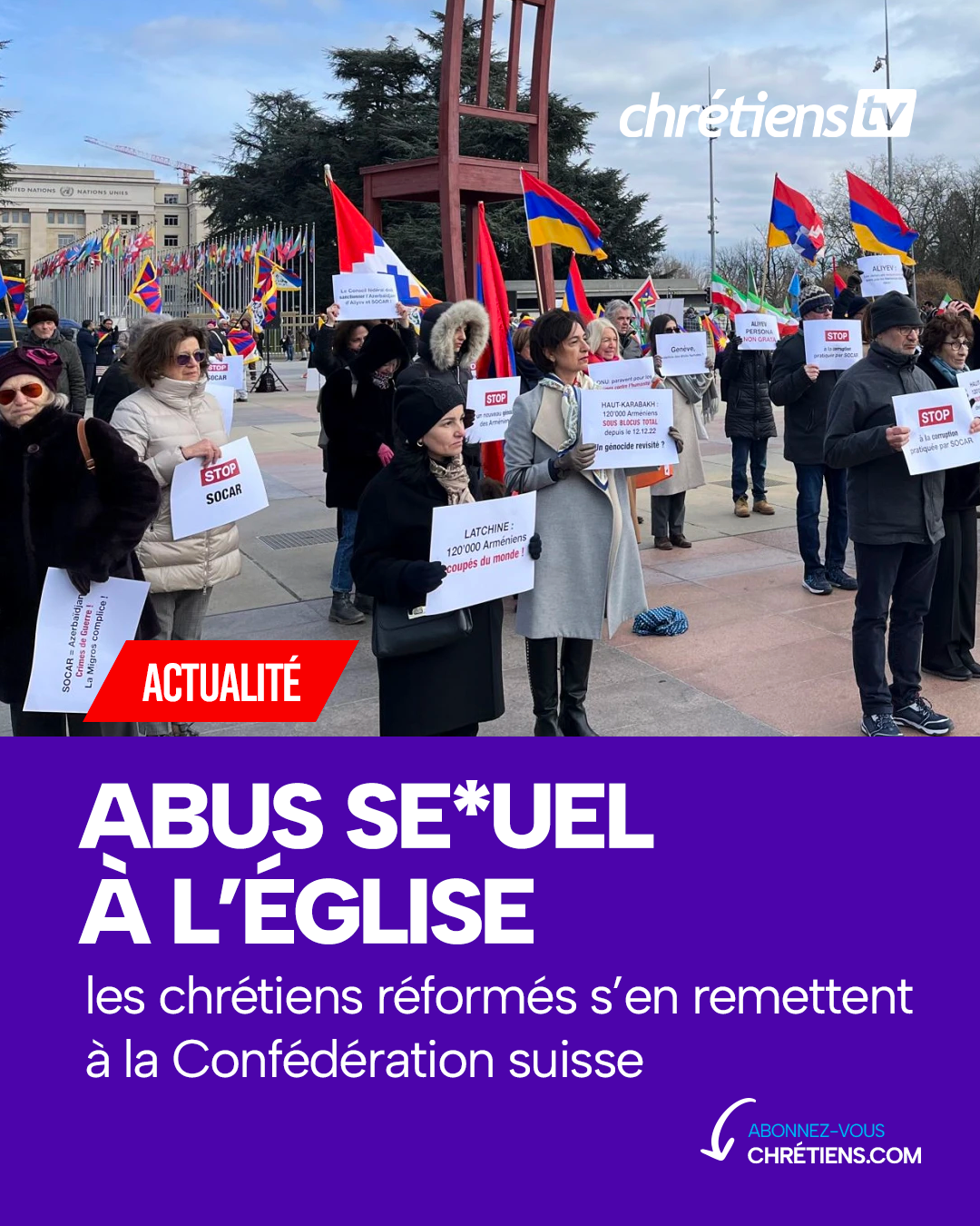 Photo d'illustration : La manifestation sur la place des Nations à Genève. csi