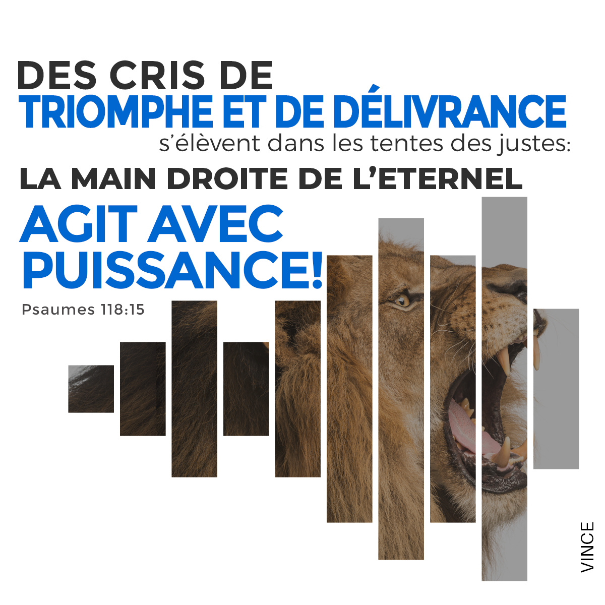 Psaumes 118:15 - Des cris de triomphe et de salut s’élèvent dans les tentes des justes : La droite de l’Éternel manifeste sa puissance !