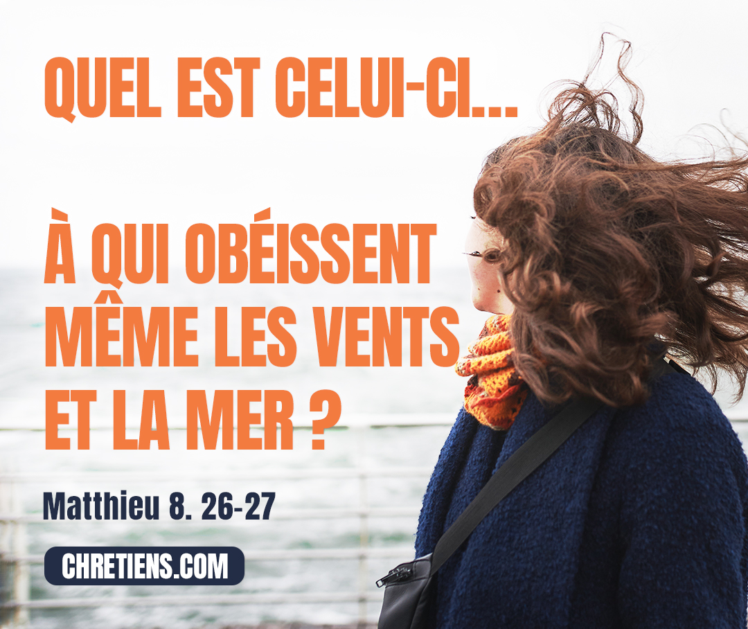 Matthieu 8:27 - Ces hommes furent saisis d’étonnement : Quel est celui-ci, disaient-ils, à qui obéissent même les vents et la mer ?