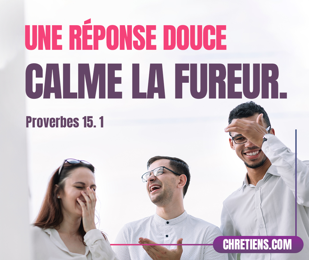 Une réponse douce calme la fureur, Mais une parole dure excite la colère. Proverbes 15:1 