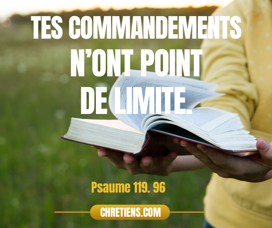 Je vois des bornes à tout ce qui est parfait : Tes commandements n’ont point de limite. Psaumes 119:96