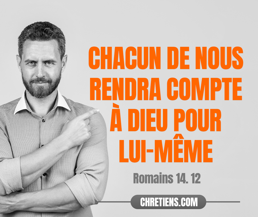 Ainsi chacun de nous rendra compte à Dieu pour lui-même. Romains 14:12