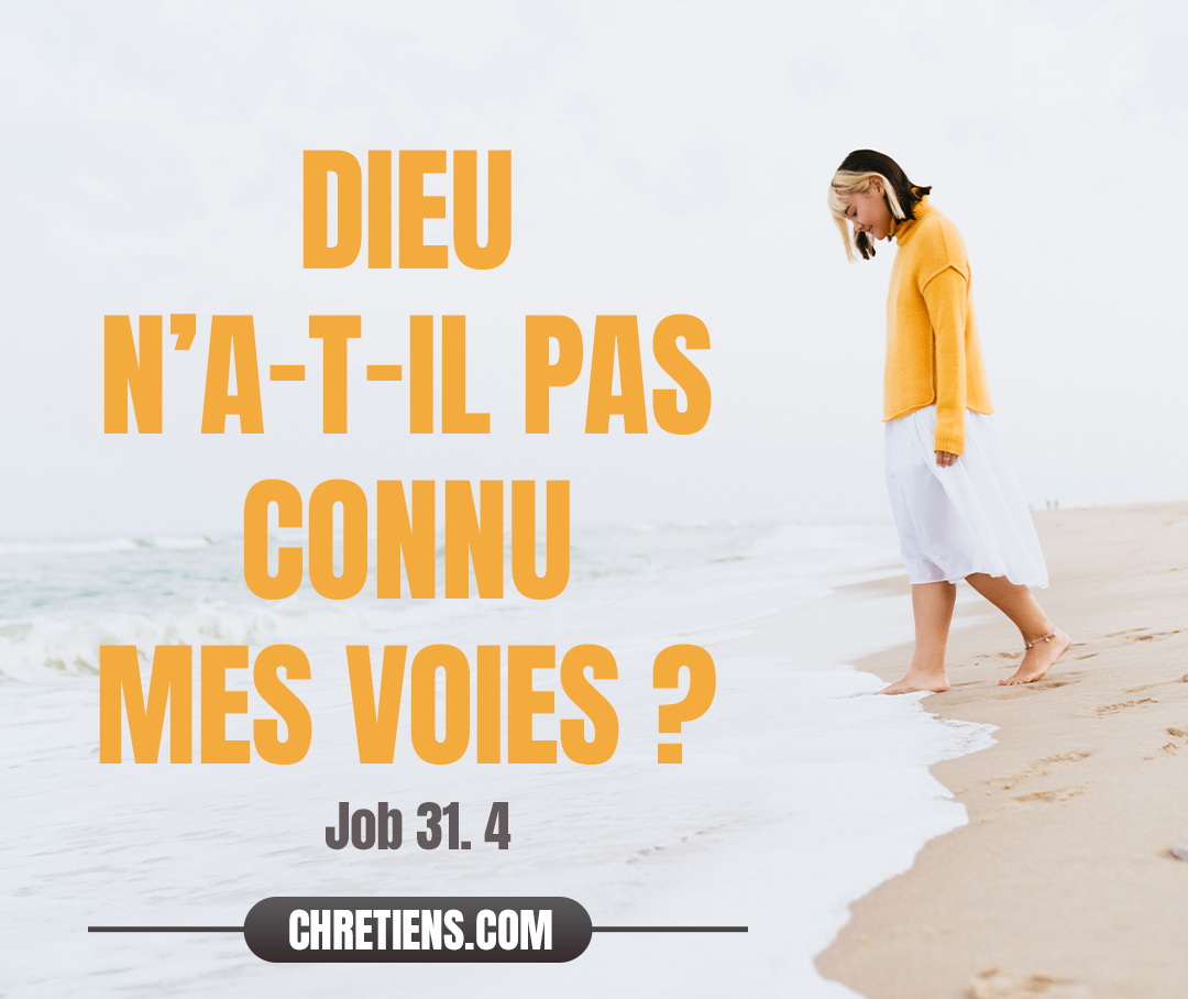 Dieu n’a-t-il pas connu mes voies ? N’a-t-il pas compté tous mes pas ? Job 31:4 