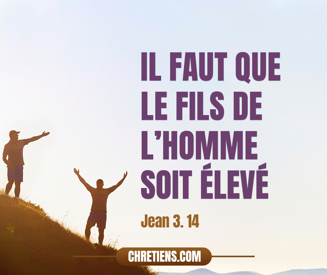 Et comme Moïse éleva le serpent dans le désert, il faut de même que le Fils de l’homme soit élevé. Jean 3:14 