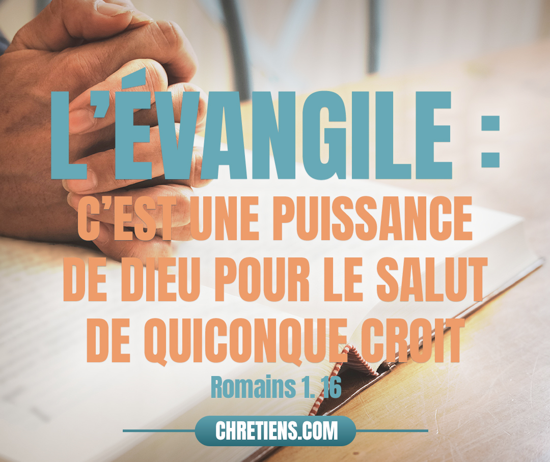 Car je n’ai point honte de l’Évangile : c’est une puissance de Dieu pour le salut de quiconque croit, du Juif premièrement, puis du Grec. Romains 1:16 