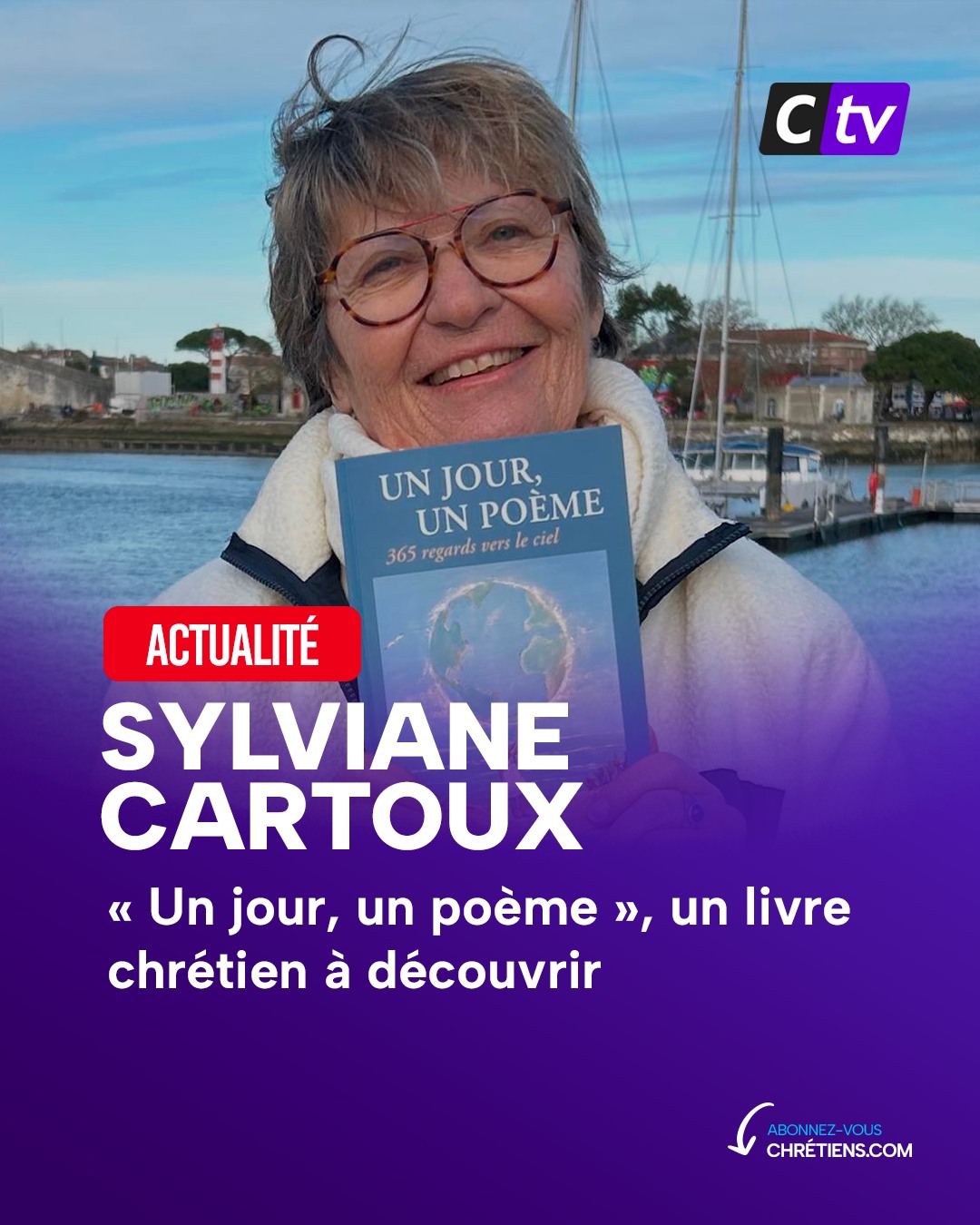 "Un jour, un poème" est un recueil de poèmes chrétiens écrit par Sylvianne Cartoux, membre d'une église évangélique à La Rochelle, dans le Sud-Ouest de la France. Commandez le livre en cliquant ici.